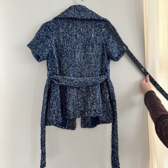 Beth Bowley Anthropologie Wool Blend Coat Belt Button Up Blue Women's Size 6 - Picture 8 of 11